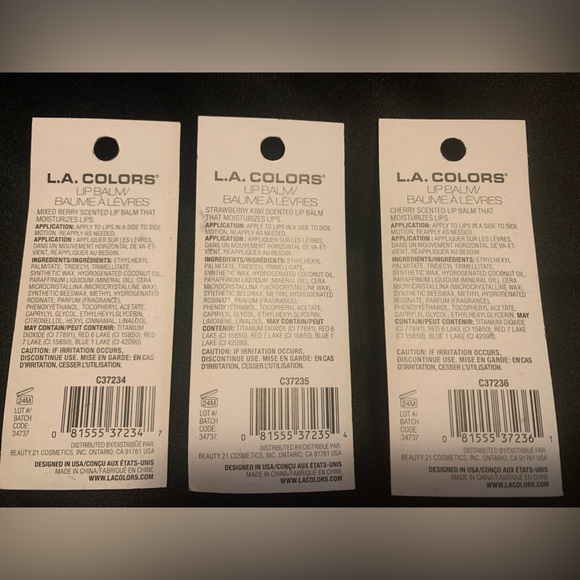 L.A. Colors Jelly Balm Strawberry Kiwi Cherry Mixed Berry Lot Of 3 New Sealed. - Picture 2 of 2